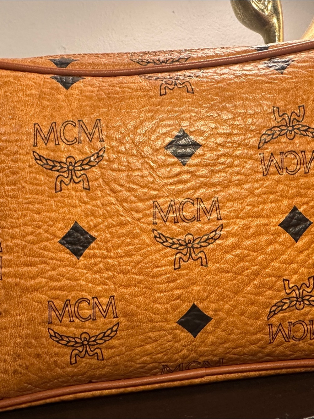 MCM Cognac Visetos Logo Leather Pouch - Picture 2 of 12